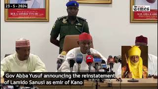 Gov Yusuf announcing the reinstatement of Lamido Sanusi as emir of Kano [upl. by Lanrev]