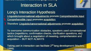 Second Language Acquisition Input Interaction Output Theories [upl. by Plafker208]