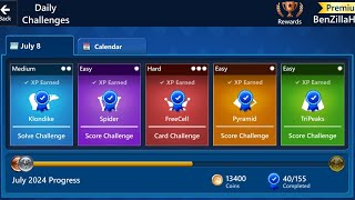 Microsoft Solitaire Collection  Daily Challenges  8 July 2024 Solution [upl. by Annatnas]