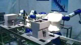 Motoman Dual Arm Handling Robot Packaging Bottles [upl. by Baalman513]