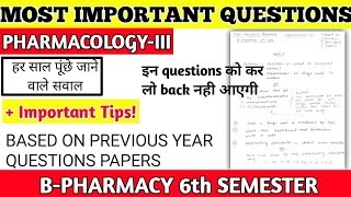 Pharmacology 6th semester important question ll Pharmacology 3 important question ll B pharmacy [upl. by Edholm]