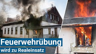 FeuerwehrÜbung wird zu Realeinsatz Kamerad von Flammen eingeschlossen [upl. by Nilcaj52]