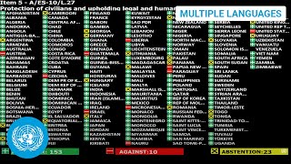 IsraelPalestine UN General Assembly votes by large majority for immediate humanitarian ceasefire [upl. by Hteboj601]