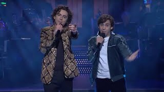 Timothee Chalamet Singing quotBaby Facequot LIVE at SNL [upl. by Ainival]