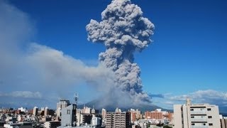 Japan volcanos 5kmhigh ash cloud covers nearby city [upl. by Ruthven229]