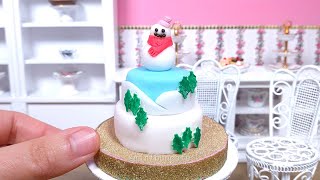 Miniature Frosty the Snowman cake Mini food ASMR [upl. by Aihsekram]