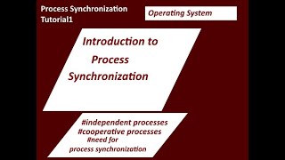 Introduction to Process Synchronization Tutorial1 [upl. by Patterson117]