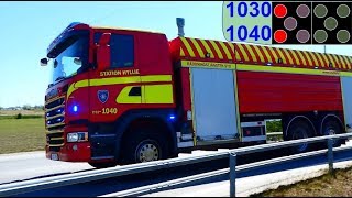 räddningstjänsten syd malmö GTLF 1040  DLK 1030 brandbil i utryckning feuerwehr einsatzfahrt [upl. by Anahir542]