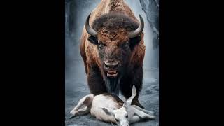 American bison vs White Animals Battle Lion Tiger Wolf Hyena polar bear [upl. by Barolet675]