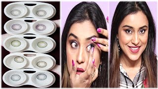 Freshlook 5 COLORED LENSES TRIAL for DARK  Black EYES I Indian Dusky Brown GIRLS I Tumpa Banerjee [upl. by Harim]