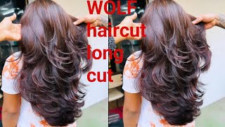 WOLF Haircut Long Hair me hair cut कैसे‌ं करें  step by step for beginners in hindifull haircut [upl. by Marya]