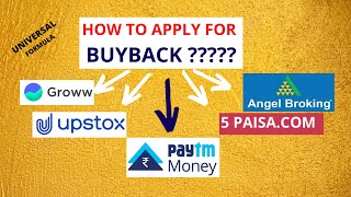 HOW TO APPLY FOR TCS BUYBACK IN PAYTM MONEY GROWW APP UPSTOX ANGEL PART12 [upl. by Steele]