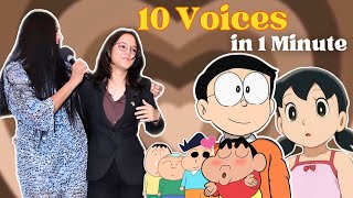 Voice Challenge✅10 Voices In 1 Minute with parulbhatnagar2  shinchan voiceacting [upl. by Saibot]