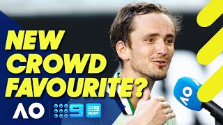 Daniil Medvedev kisses and makes up with Melbourne Park crowd  Wide World of Sports [upl. by Siramad]