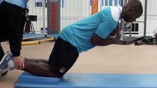 Micah Richards gym workout  How to do the Nordic hamstring curl  Injury prevention [upl. by Weylin]