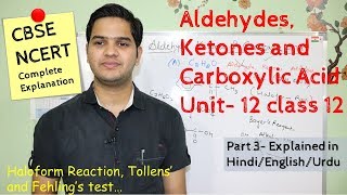 Aldehydes ketones and carboxylic acids class 12 part 3  NCERT in Hindiاردو [upl. by Romilly]