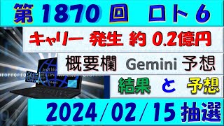 第1870回 ロト6予想 2024年2月15日抽選５等的中 [upl. by Yevoc]