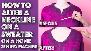 How To Change The Neckline on a Sweater From Crew Neck to VNeck  Sew Anastasia [upl. by Patten904]