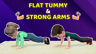 FLAT TUMMY  STRONG ARMS ARM amp CORE EXERCISES FOR KIDS 15 MINUTES [upl. by Tarrance767]