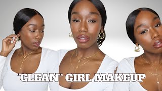 CLEAN GIRL MAKEUP LOOK amp ROUTINE  NATURAL GLOWY MAKEUP ON DARK SKIN [upl. by Isacco197]