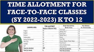 JUST IN  TIME ALLOTMENT FOR FACETOFACE CLASSES SY 20222023 K TO 12wildtvoreg [upl. by Arundell]