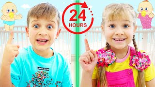 Roma and Diana 24 Hour Baby Challenge and Other Fun Challenges for Kids [upl. by Arimihc]