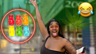 GIVING MY GIRLFRIEND EDIBLE GUMMIES IN PUBLIC😳 HILARIOUS [upl. by Cutcheon]