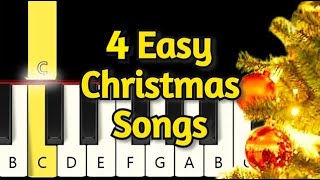 4 Very Easy Christmas Songs  Piano tutorial  Beginner [upl. by Keelin]