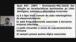 Cisto dentígero Quiz 847 CD Concursos banca Ibfc [upl. by Wampler]