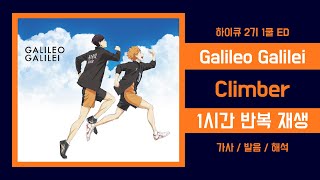 하이큐 2기 1쿨 ED 1시간 반복재생 Galileo Galilei  Climber 가사발음 [upl. by Beauchamp922]