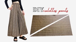 Very Easy Culottes Pants Cutting and Stitching  Palazzo Skirt Pants Tutorial with Cutout Detail [upl. by Zenger]