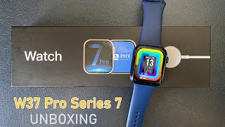 UNBOXING W37 PRO Smart Watch Series 7 Wireless Charger Bluetooth Call IP68 Waterproof [upl. by Daahsar]