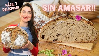 Pan de Masa Madre y Semillas SIN AMASAR 🥖 El mas facil y delicioso ❤️ Es Con Acento [upl. by Illyes]