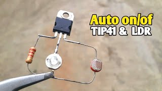 Cara membuat sensor cahaya sederhana  TIP41 dan LDR [upl. by Atnovart]