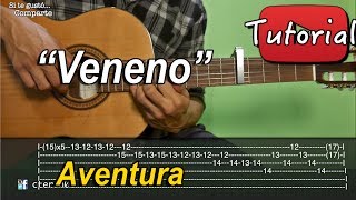 Veneno  Aventura TutorialComo tocar en Guitarra [upl. by Naruq]