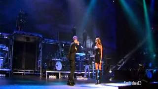 Justin Bieber feat Miley Cyrus  OVERBOARD Live from MSG from NSN Movie fanmade [upl. by Htiekel400]