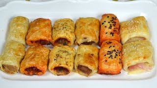 Hojaldres salados rellenos ¡6 ideas fáciles rápidas y deliciosas de aperitivo [upl. by Lawan]