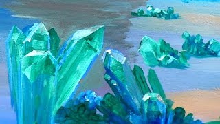 How To Paint Crystals amp Refracting Light  Fantasy Mural PART 6 [upl. by Esojnauj177]