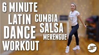 6 Minute Easy Latin Dance Workout for Beginners  Cumbia Salsa amp Merengue [upl. by Leizar]