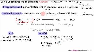 Using Concentrations of Solutions titration calculations for AQA 91 GCSE Chemistry [upl. by Fanya609]