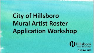 2023 Mural Artist Roster Application Workshop [upl. by Adiuqram]