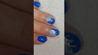 Nail polish color combo light blue cornflower blue gold amp easy nail art on short nails nailart [upl. by Dulsea827]