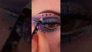 GLITTER RHINESTONE EYE MAKEUP makeup eyemakeuptutorial eyemakeup glitter eyeliner makeupideas [upl. by Starkey]