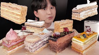 SUB르쁘띠푸 밀푀유 먹방 MilleFeuille Dessert Mukbang Eating Show フランススイーツ [upl. by Yelmene]