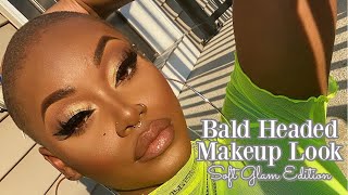 Bald Headed Makeup Look  Soft Glam Dark Skin  Foundation Routine  Laurasia Andrea [upl. by Dieball]