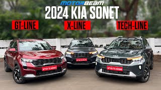 2024 Kia Sonet  GTLine vs XLine vs TechLine  MotorBeam [upl. by Ethben]