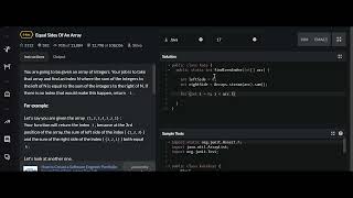 Equal Sides Of An Array  Codewars  6 kyu JAVA [upl. by Aracahs]