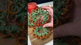 Pretzel Christmas Wreaths 🎄 Easy Holiday Treat easyrecipe christmas dessert shorts [upl. by Merola]