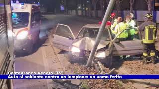 Castelfranco Veneto TV auto si schianta contro un lampione un uomo ferito 05022024 [upl. by Gnal673]