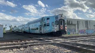 TriRail 508 crosses over iris Diamond leading into Metrorail Transfer station HORN SALUTE [upl. by Anawot]